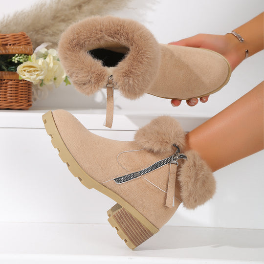 Damen Winterstiefel mit kuscheligem Fellkragen und rutschfester Sohle R&B