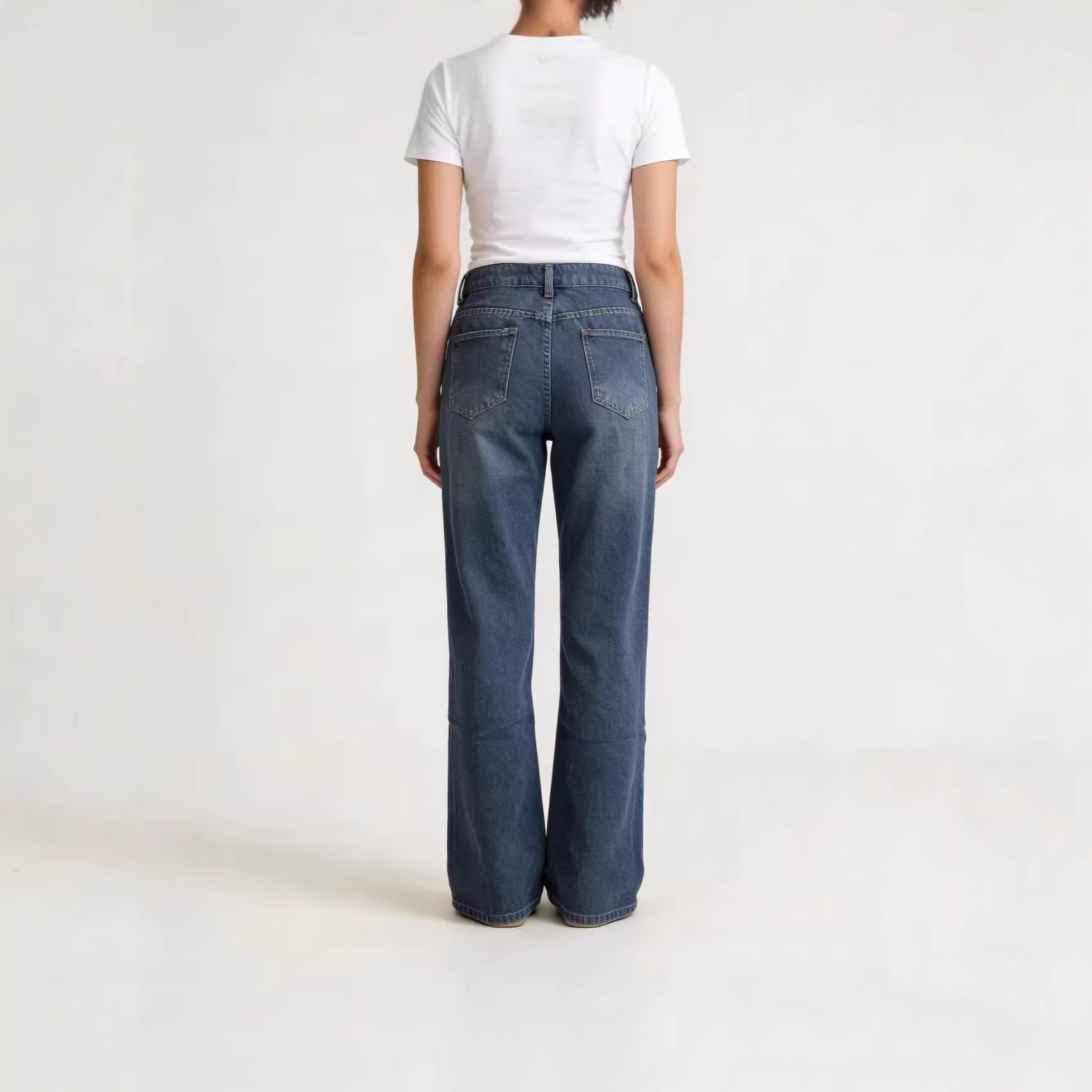 Damen Weite Stretch-Jeans mit High-Waist Passform