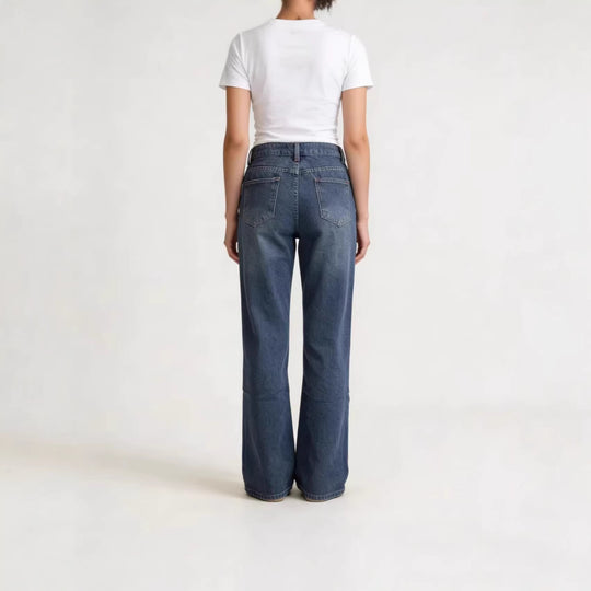Damen Weite Stretch-Jeans mit High-Waist Passform