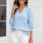 R&B | Schlichter Einfarbiger Strickpullover Mit Rundhals