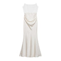 Damen langes Satin Abendkleid mit elegantem Drapé R&B