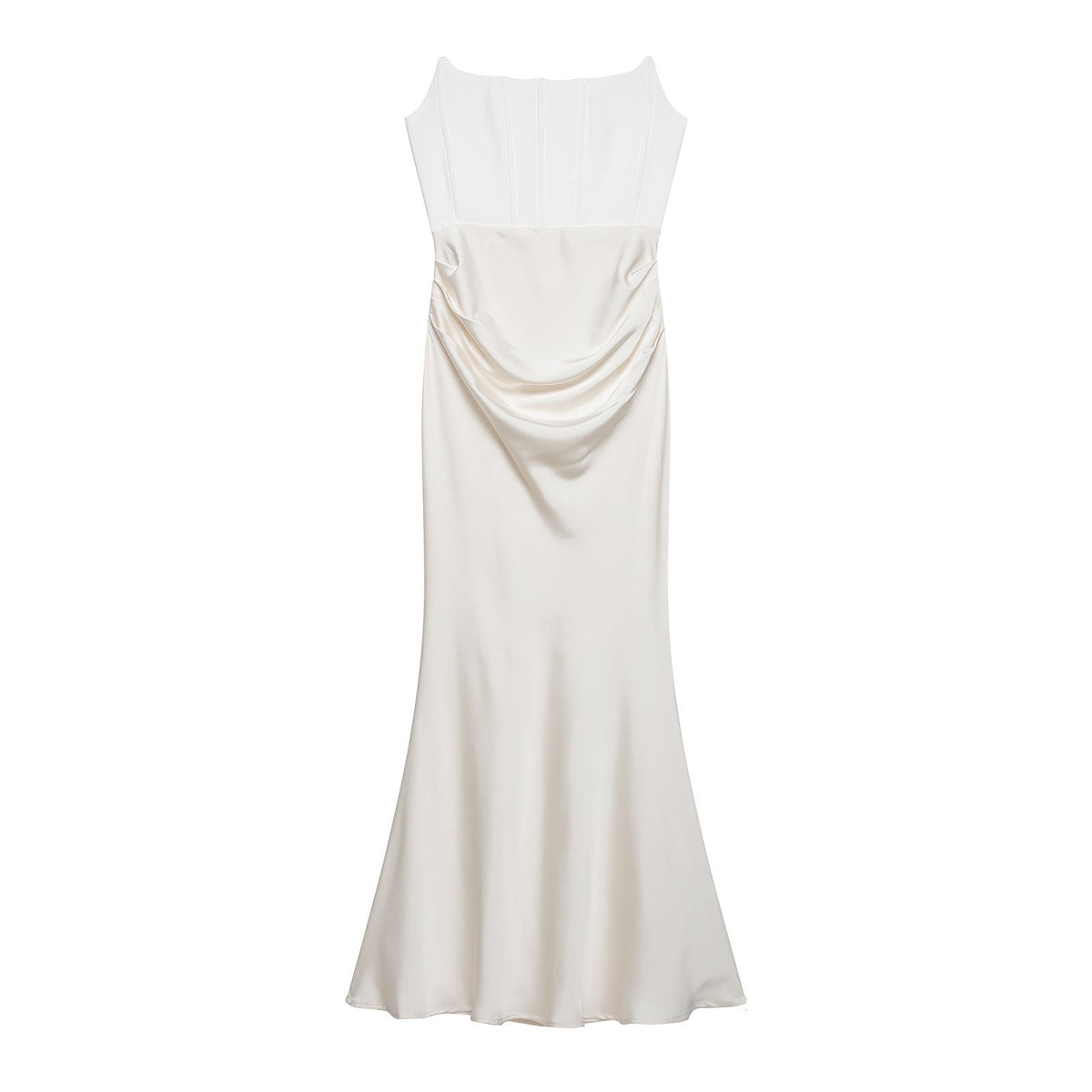 Damen langes Satin Abendkleid mit elegantem Drapé R&B