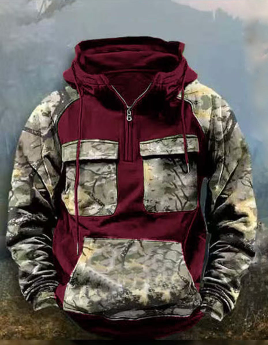 Herren Camouflage Funktionskapuzenpullover R&B