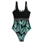 Damen Hochtaillierter Badeanzug mit V-Ausschnitt und Mesh-Details R&B