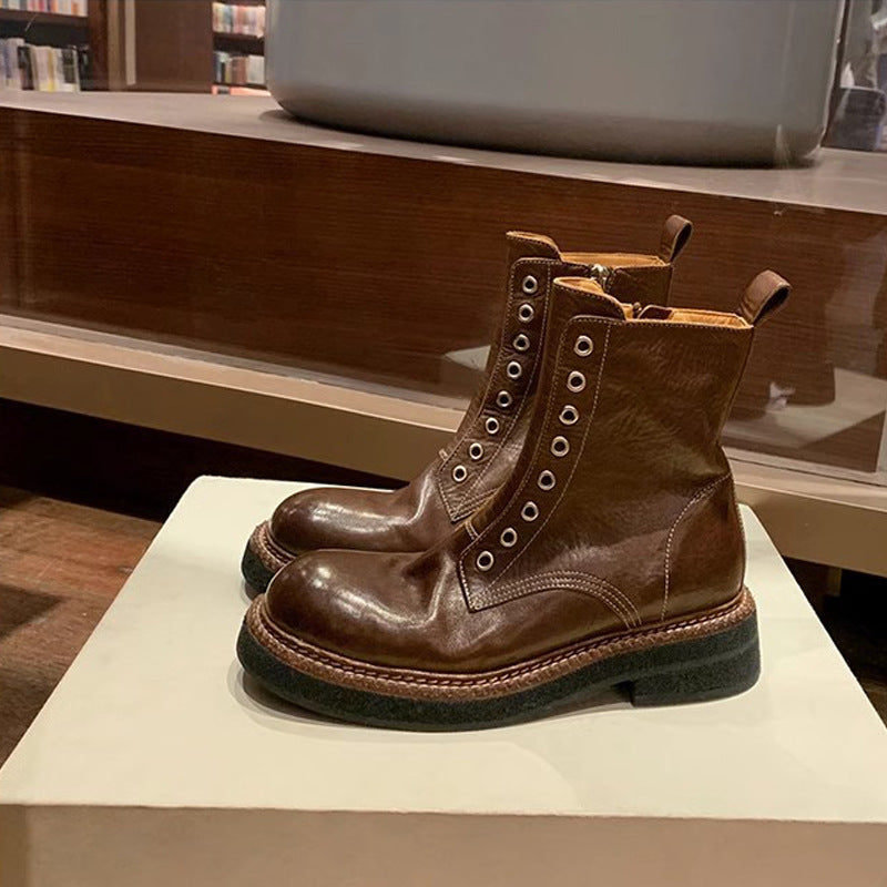Damen Biker-Stiefel mit modischem Reißverschluss und robustem Profil