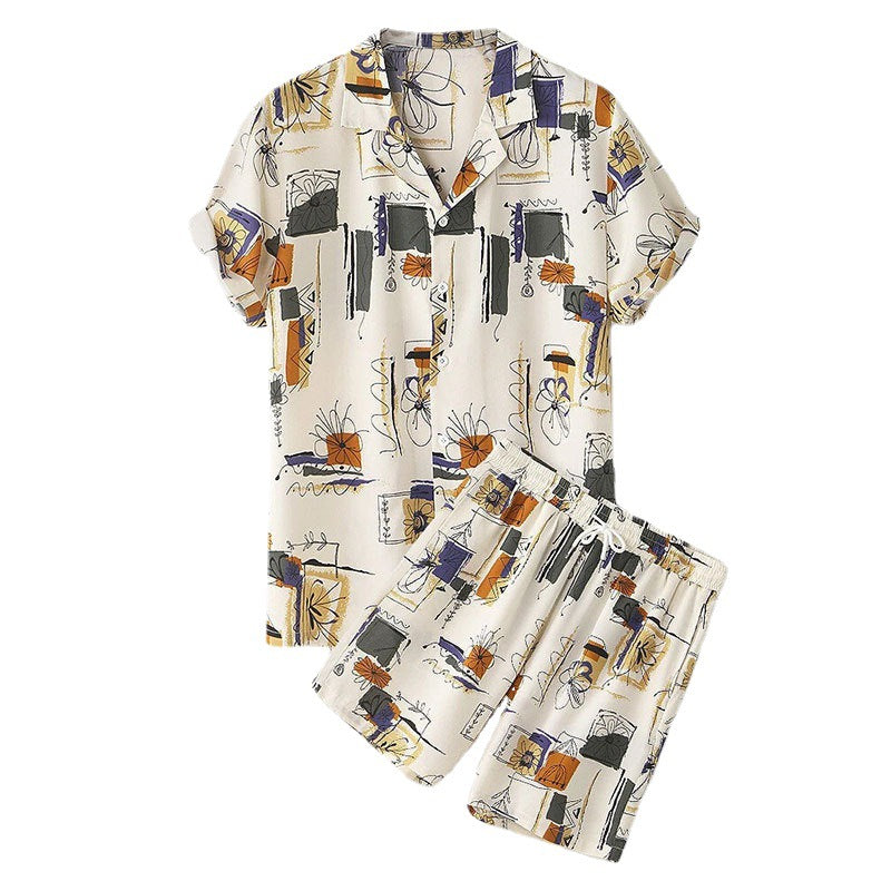Damen modisches Kurzarm-Set mit floralem Muster R&B