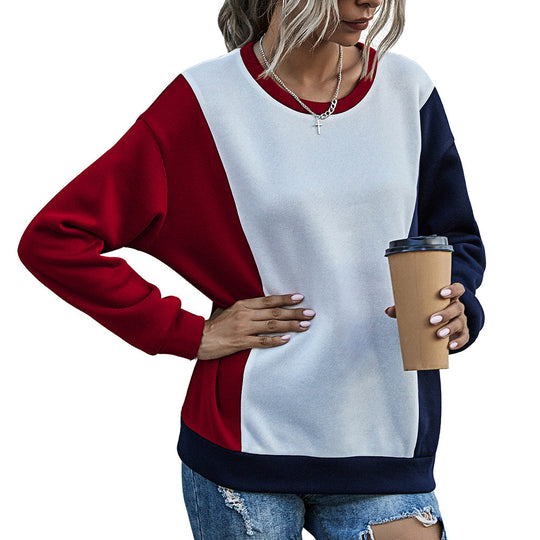 Damen lässiger Sweatshirt mit modischem Farbblockdesign R&B