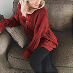 Damen Großer Strickpullover mit weit geschnittenen Ärmeln und lockerer Passform R&B