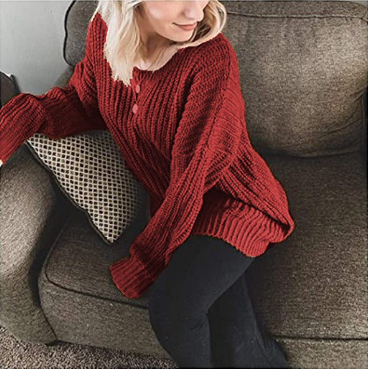 Damen Großer Strickpullover mit weit geschnittenen Ärmeln und lockerer Passform R&B