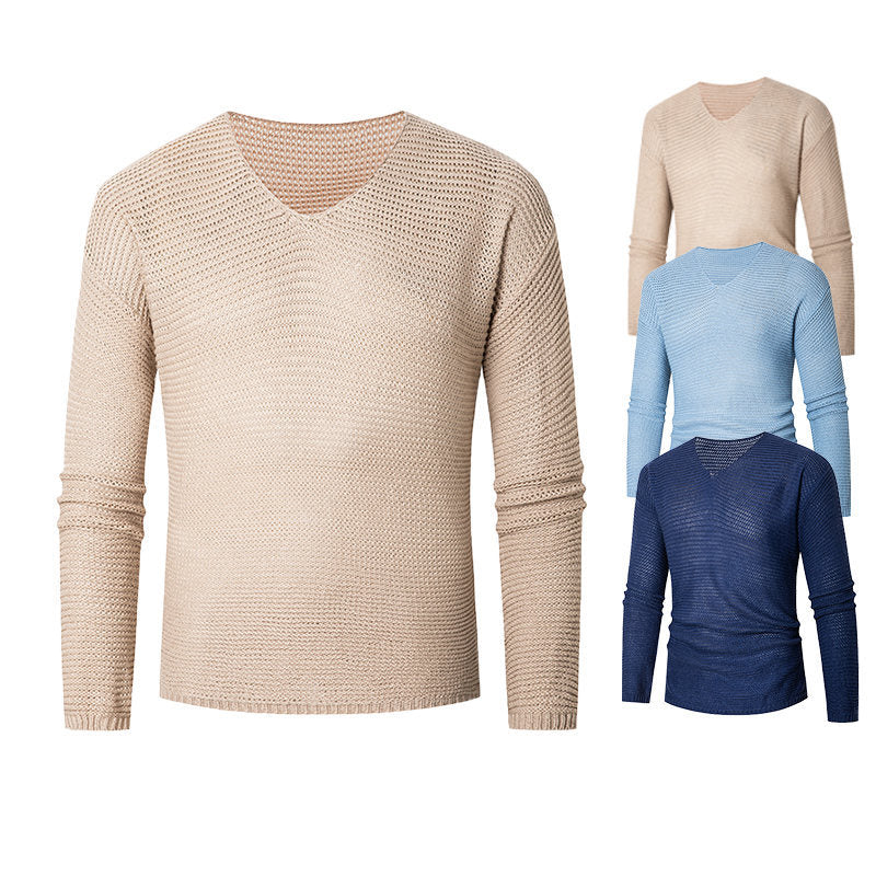 Herren eleganter V-Ausschnitt Pullover aus atmungsaktiver Baumwolle