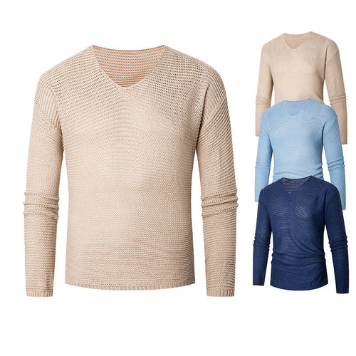 Herren eleganter V-Ausschnitt Pullover aus atmungsaktiver Baumwolle R&B