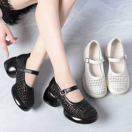 Damen Mary Jane Ballerinas mit modischem Flecht-Design und bequemer Sohle R&B