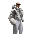 Damen oversized Daunenjacke mit hohem Kragen und voluminösen Ärmeln R&B