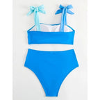 Damen Bikini-Set mit verspielten Schleifen und modernem Farbblockdesign R&B