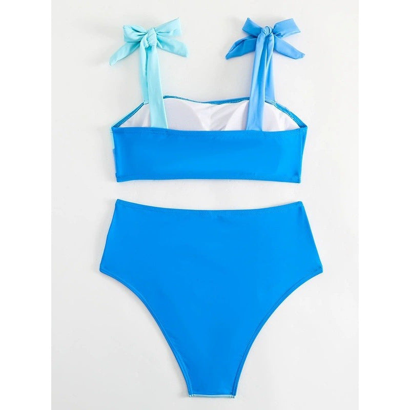 Damen Bikini-Set mit verspielten Schleifen und modernem Farbblockdesign R&B