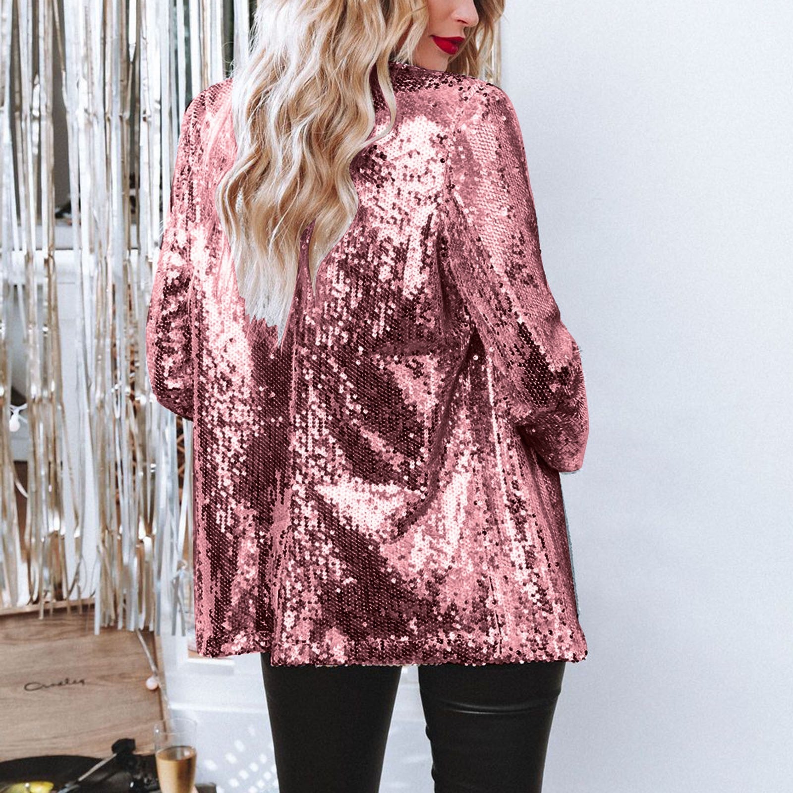 Damen Paillettenjacke mit weitem Schnitt und eleganten Details R&B