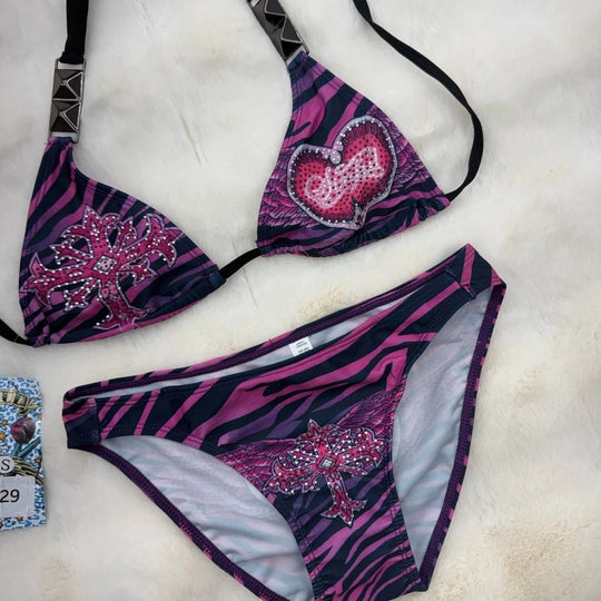 Damen Triangel-Bikini mit kreativem Muster R&B