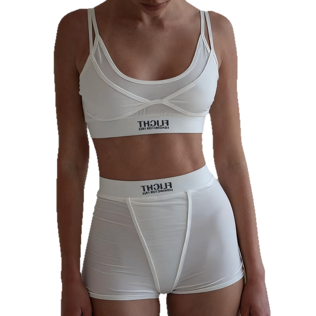 Damen Sportliches Unterwäsche-Set mit modischem Crop-Top und bequemen Shorts R&B