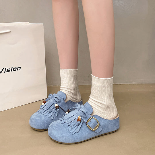 Damen Clogs mit fransigem Design und eleganter Schnalle R&B