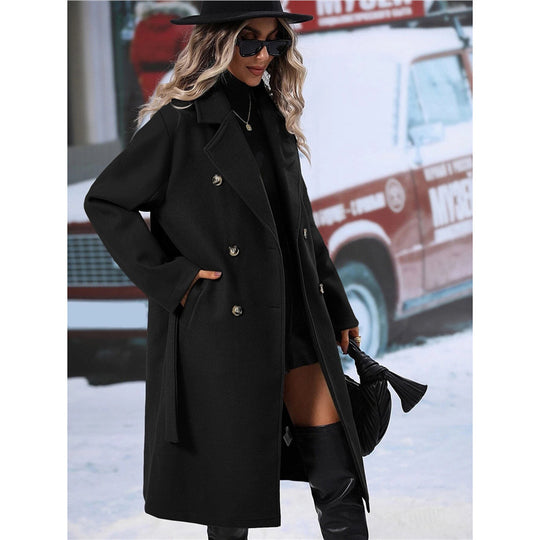 Damen Doppelreiher Wollmantel R&B