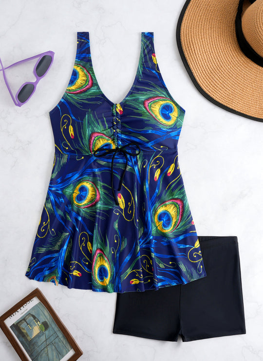 Damen Tankini-Set mit floralen Akzenten und bequemen Shorts R&B