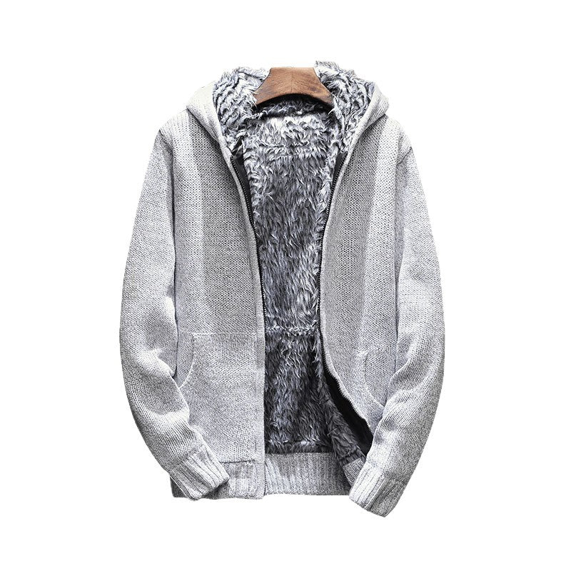 Herren kuschelige Kapuzenjacke mit weichem Innenfutter und seitlichen Eingrifftaschen R&B