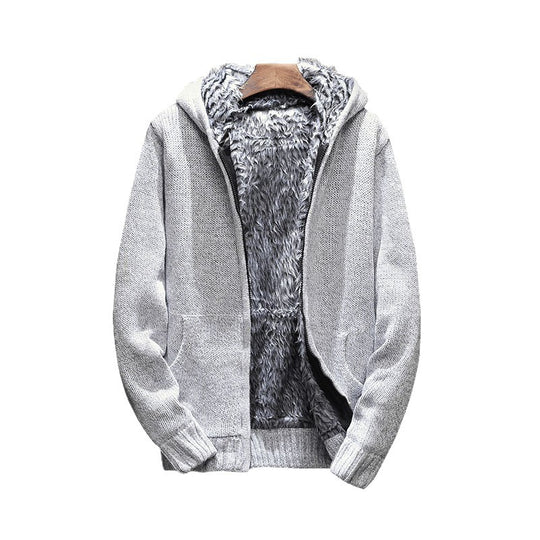 Herren kuschelige Kapuzenjacke mit weichem Innenfutter und seitlichen Eingrifftaschen R&B