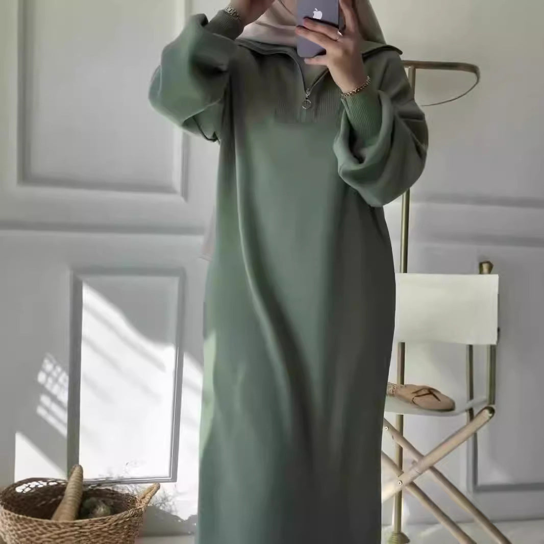 Damen Kapuzenkleid mit Reißverschluss und lässigem Schnitt R&B