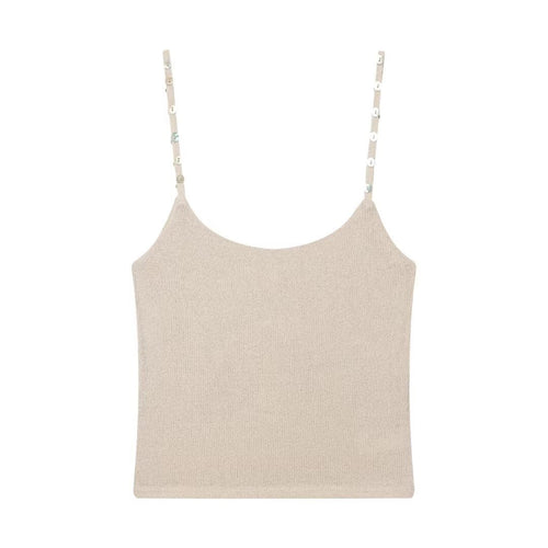 Damen Trägershirt mit feiner Struktur und dekorativen Knöpfen R&B