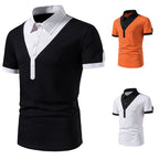 Herren Kurzarm Poloshirt mit V-Ausschnitt und kontrastierendem Kragen