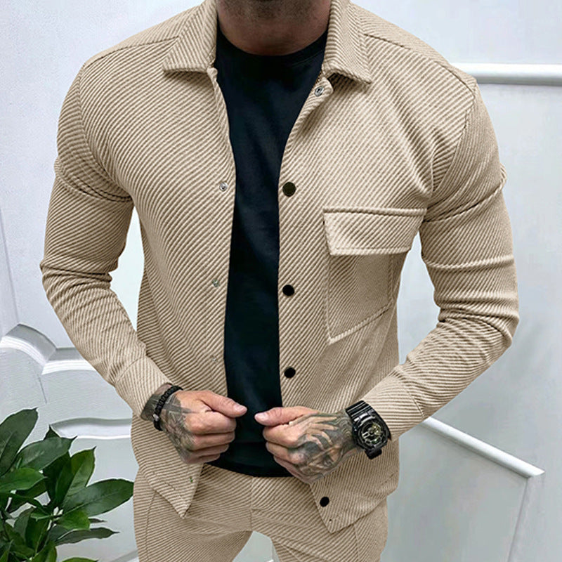 Herren Freizeitjacke mit gestreiftem Design und praktischen Taschen R&B