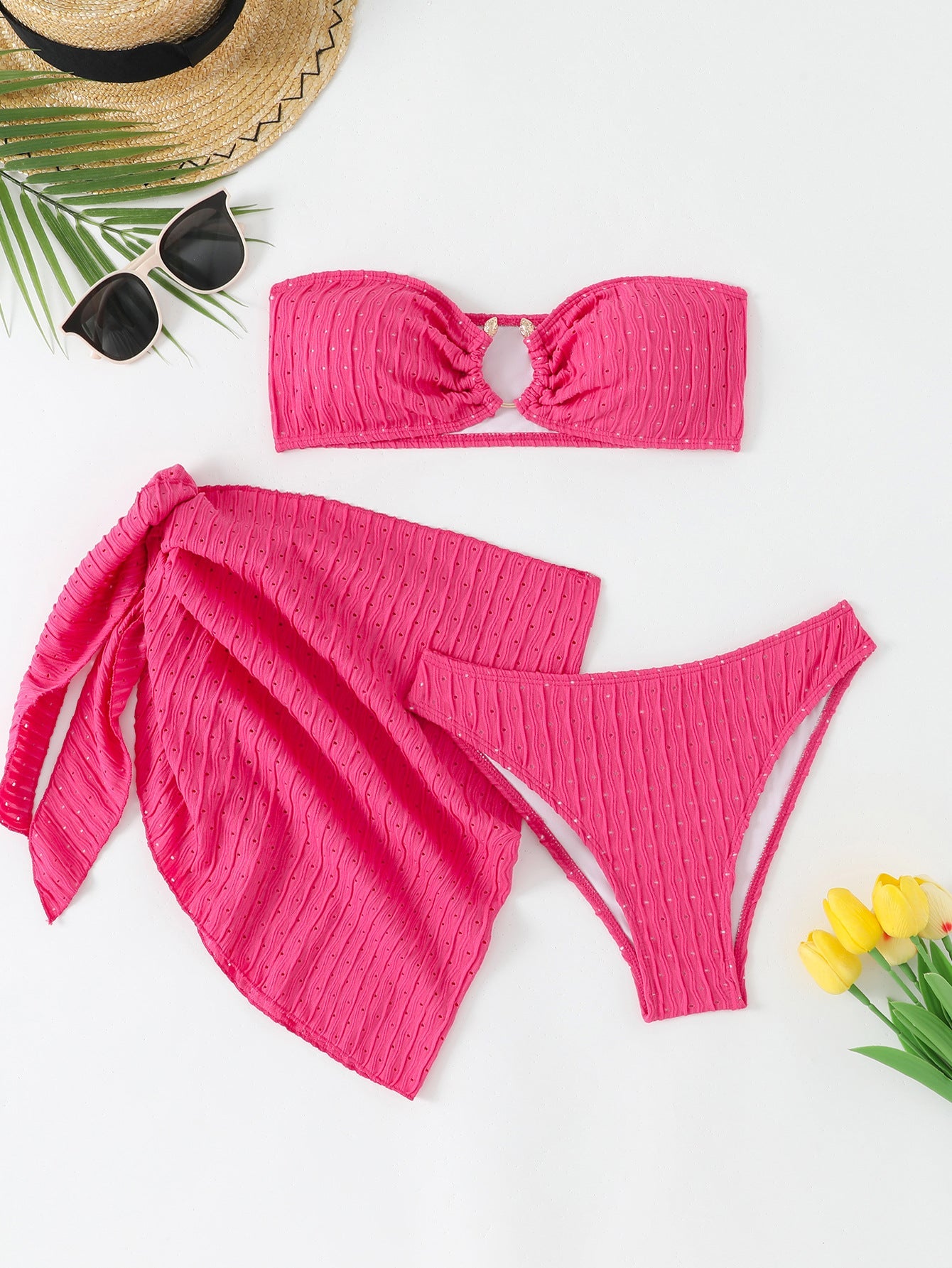 Damen Bandeau-Bikini-Set mit individuell anpassbarem Wickelrock R&B