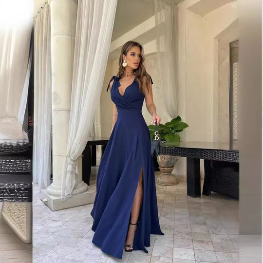 Damen Elegantes Abendkleid mit Hohem Schlitz R&B