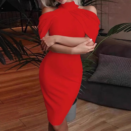 Damen Elegantes Maxikleid mit schulterfreiem Design und raffinierten Drapierungen R&B