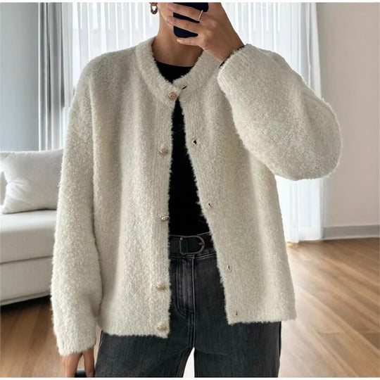 Damen Fluffiger Boucle-Pullover R&B