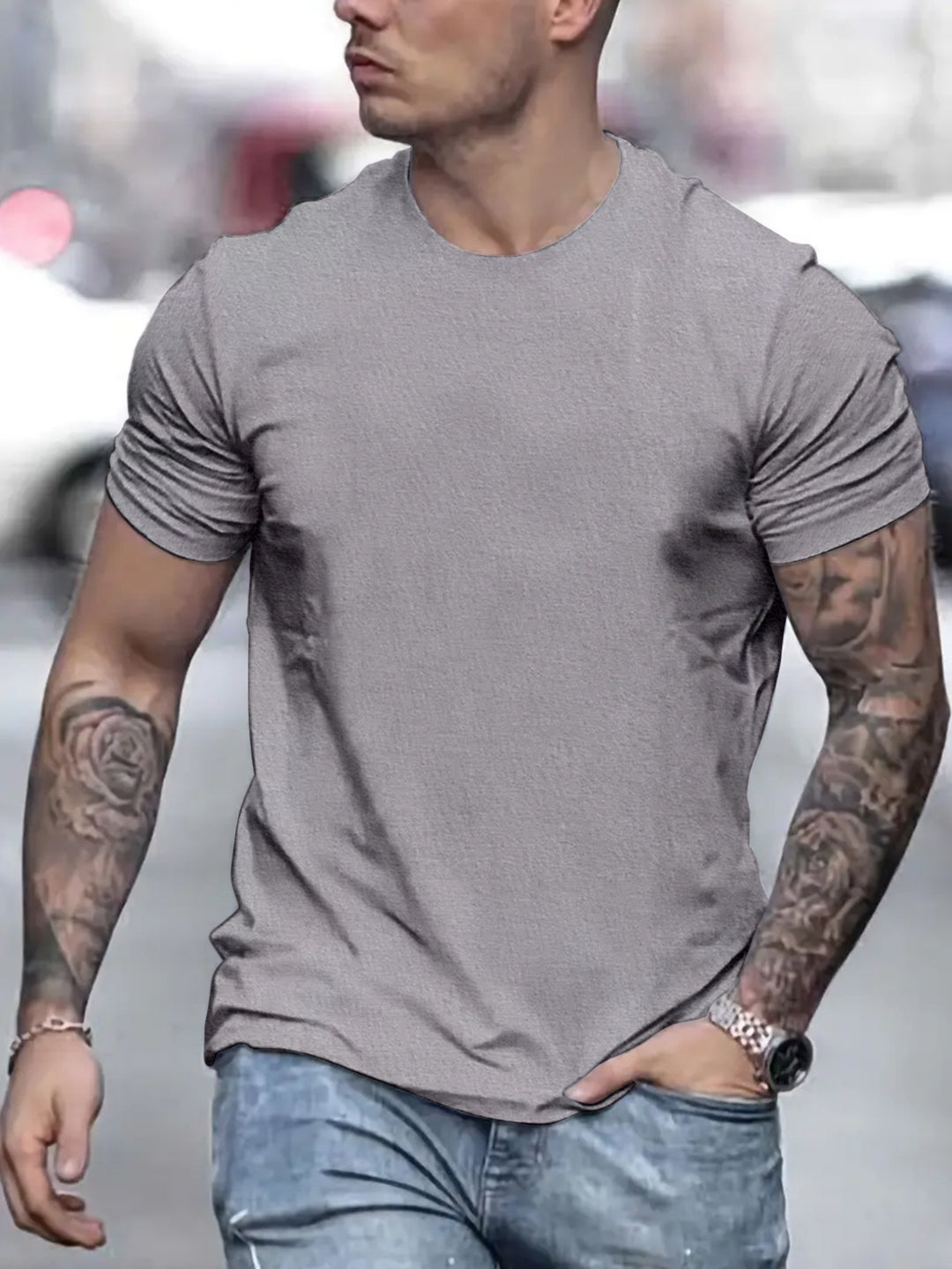 Herren lässiges T-Shirt mit strukturierter Oberfläche und bequemem Schnitt R&B
