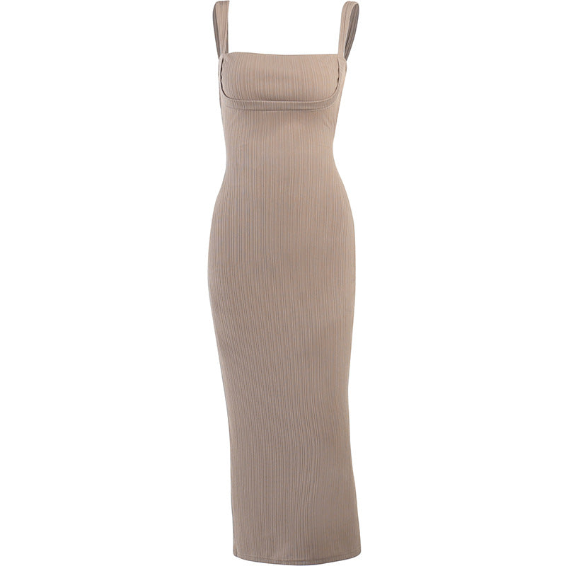 Damen Elegantes Midikleid mit gerafftem Oberteil und markantem Rechtecksausschnitt R&B