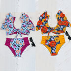 Damen Bikini-Set mit Rüschendetails und floralem Muster R&B