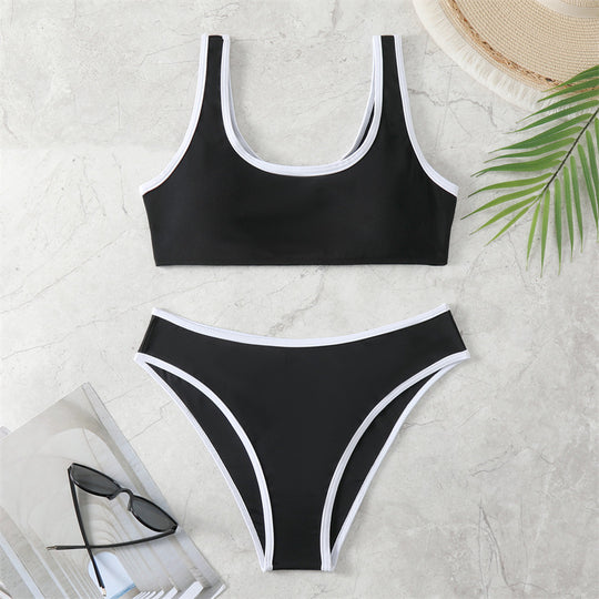 Damen Bikini-Set mit sportlichem Schnitt und hochtailliertem Höschen R&B