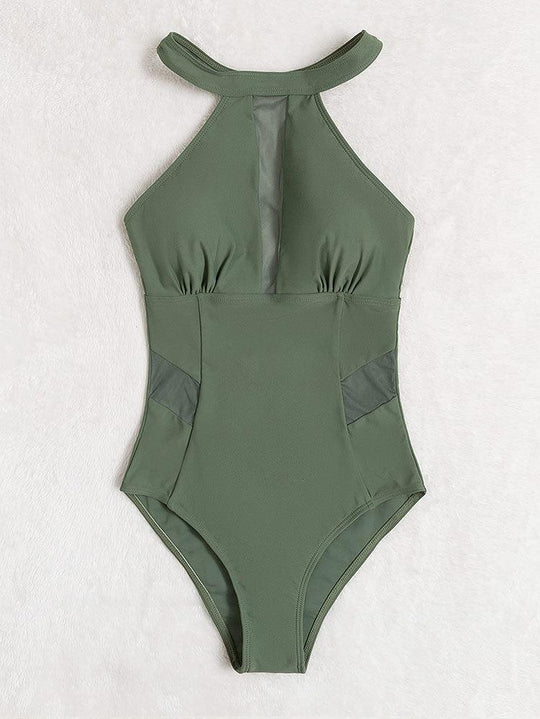Damen Einteiler Badeanzug mit atmungsaktiven Mesh-Elementen R&B