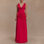 Damen Elegantes Maxikleid mit fließendem Stoff und Raffungen R&B