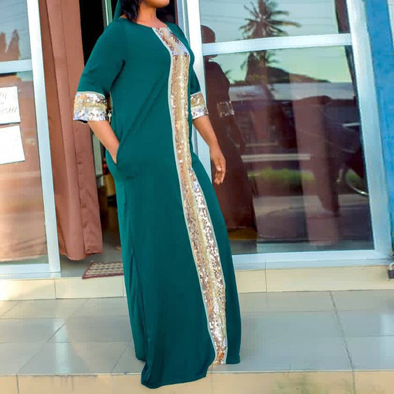 Damen Elegantes Maxikleid mit glitzerndem Design und stilvollem Schnitt R&B