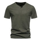 Herren Kurzarm-Henley-Shirt mit elegantem Knopfdesign