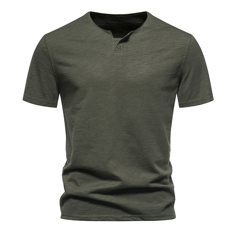 Herren Kurzarm-Henley-Shirt mit elegantem Knopfdesign