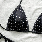 Damen Triangel-Bikini mit modischem Punkten-Design und verstellbaren BindR&Bändern R&B