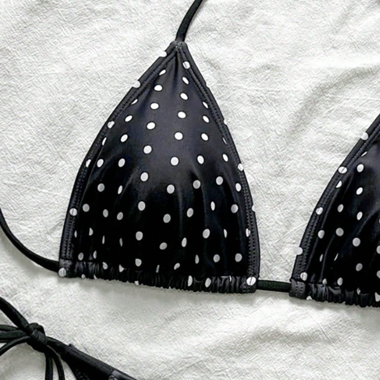 Damen Triangel-Bikini mit modischem Punkten-Design und verstellbaren BindR&Bändern R&B