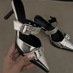Damen spitze Mules mit dekorativen Schnallen R&B