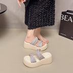 Damen Glamouröse Plateau-Sandalen mit funkelnden Riemen R&B