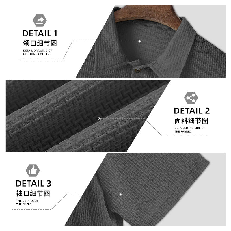 Herren nan strukturiertes Mikrojacquard-Poloshirt mit schlanker Passform und elastischem Komfortstretch R&B