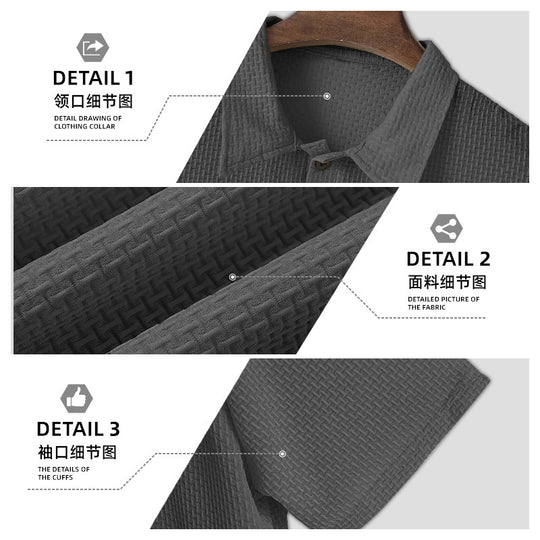 Herren nan strukturiertes Mikrojacquard-Poloshirt mit schlanker Passform und elastischem Komfortstretch R&B